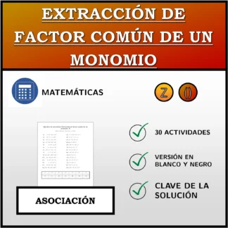 Ejercicio de asociación: Extracción de factor común de un monomio
