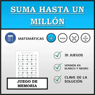 Juego de memoria: Suma hasta un millón