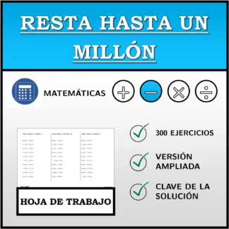 Hoja de trabajo: Resta hasta un millón
