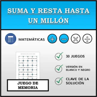 Juego de memoria: Suma y resta hasta un millón