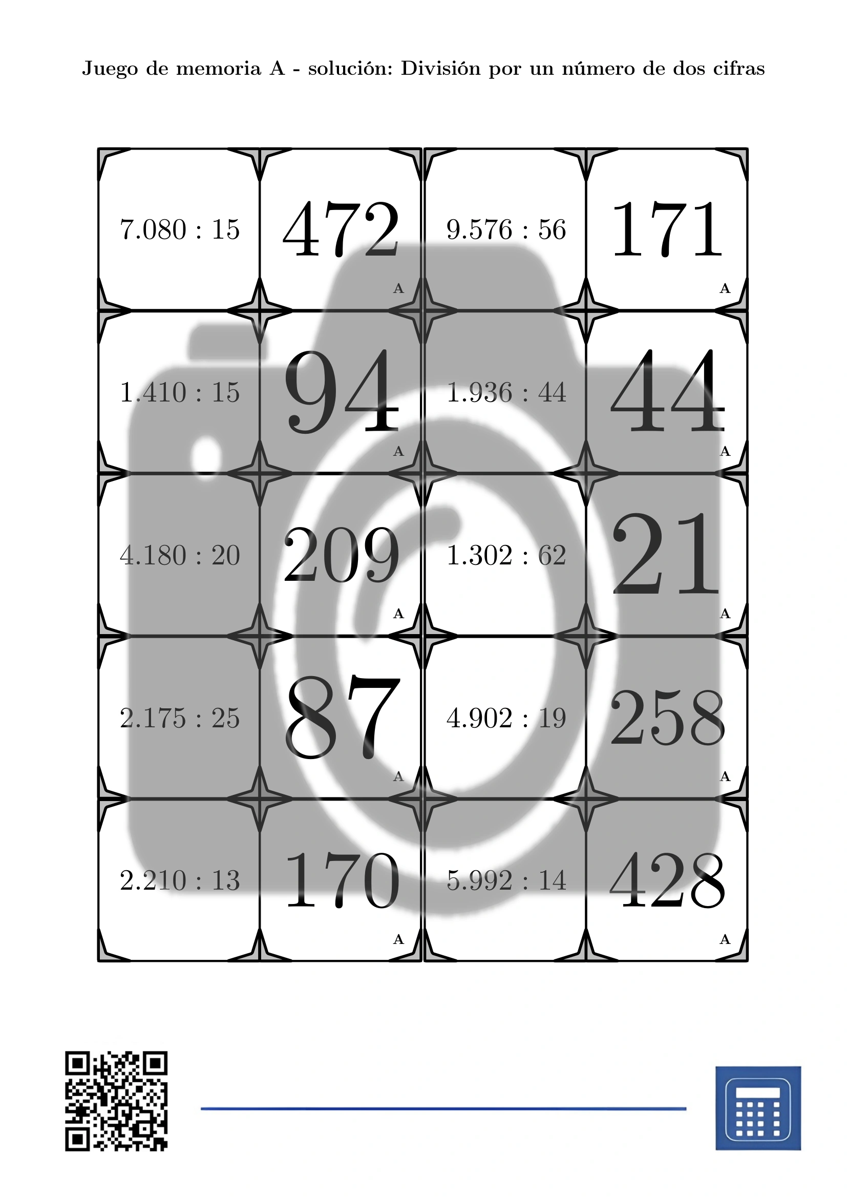 Juego de memoria: División por un número de dos cifras - Imagen 4