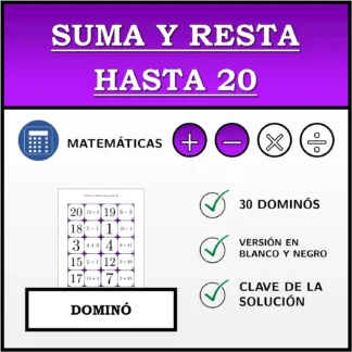 Dominó: Suma y resta hasta 20