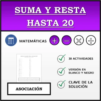 Ejercicio de asociación: Suma y resta hasta 20