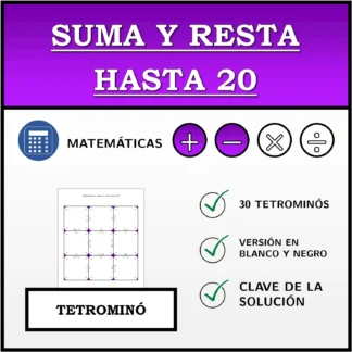 Tetrominó: Suma y resta hasta 20