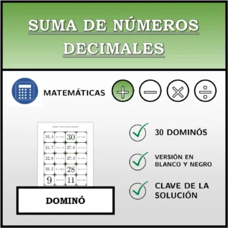 Dominó: Suma de números decimales