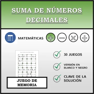 Juego de memoria: Suma de números decimales