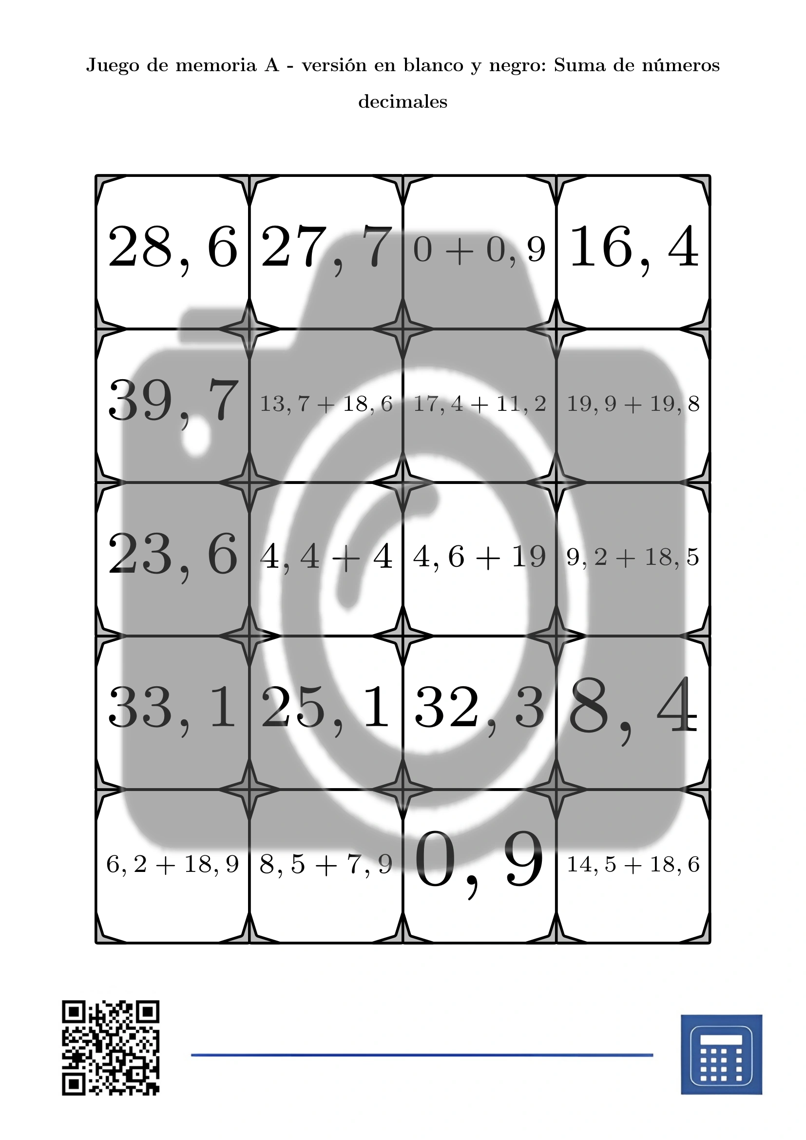 Juego de memoria: Suma de números decimales - Imagen 3