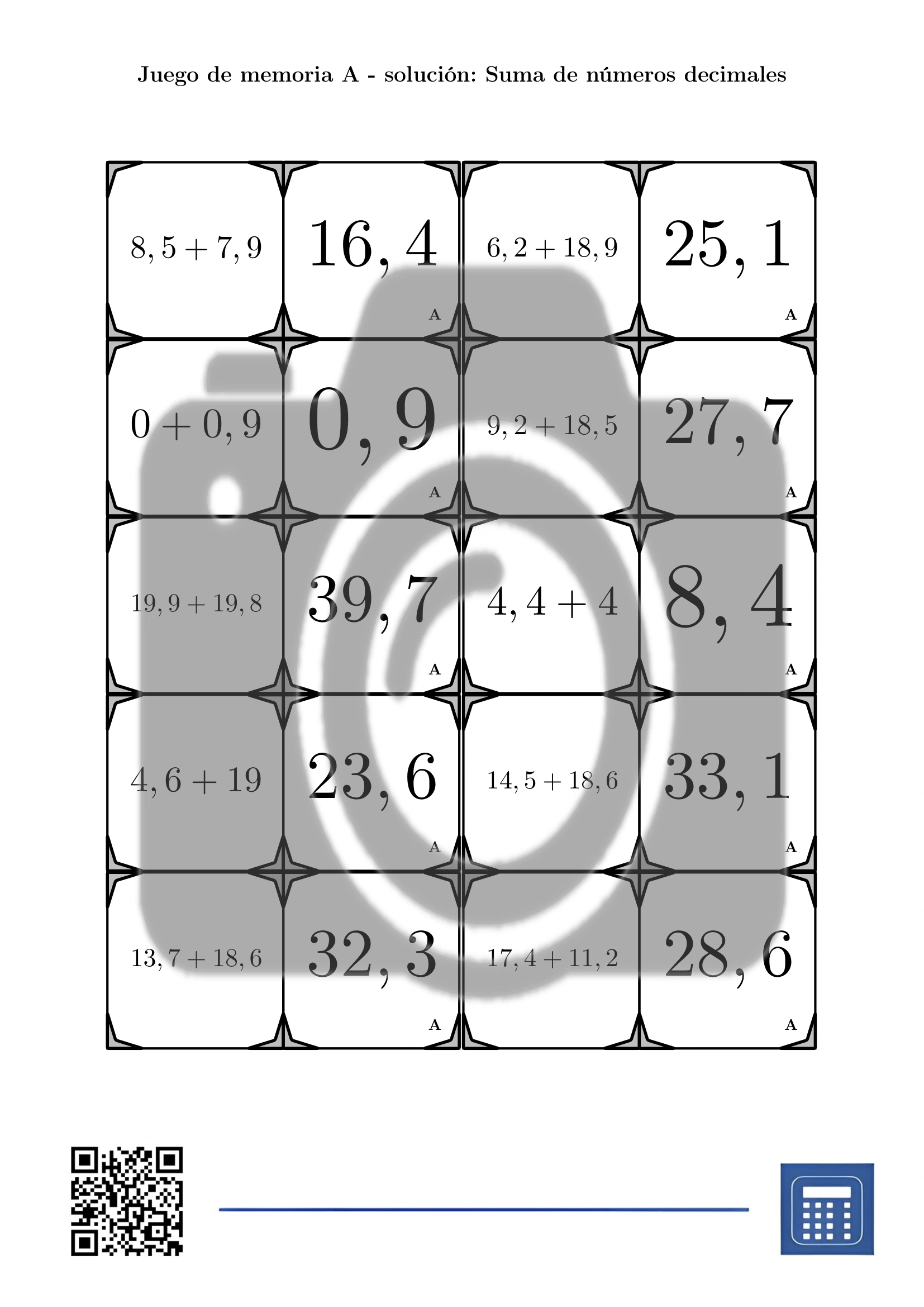 Juego de memoria: Suma de números decimales - Imagen 4
