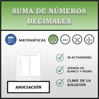 Ejercicio de asociación: Suma de números decimales