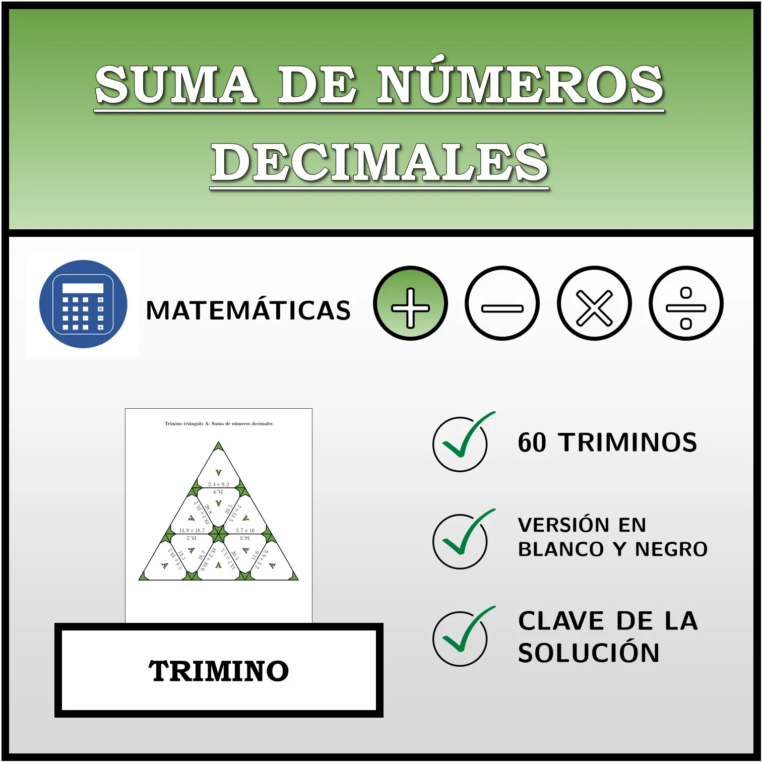 Trimino: Suma de números decimales