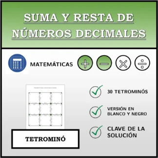 Tetrominó: Suma y resta de números decimales