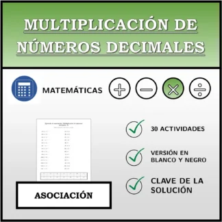 Ejercicio de asociación: Multiplicación de números decimales