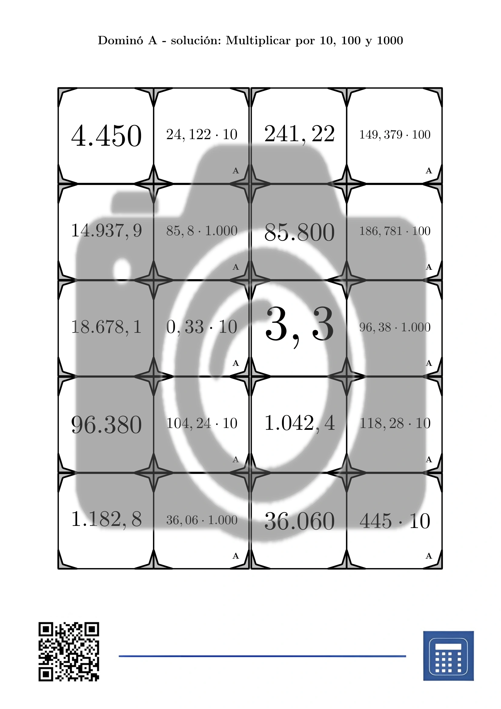 Dominó: Multiplicar por 10, 100 y 1000 - Imagen 4