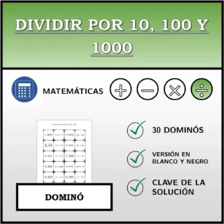 Dominó: Dividir por 10, 100 y 1000