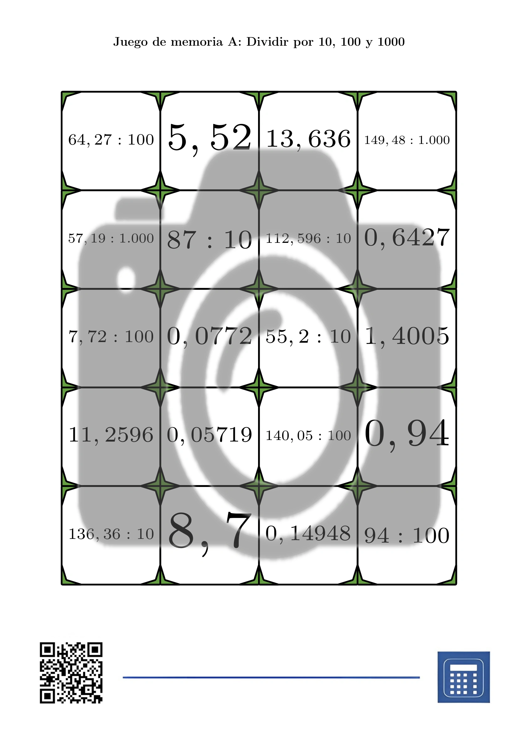 Juego de memoria: Dividir por 10, 100 y 1000 - Imagen 2