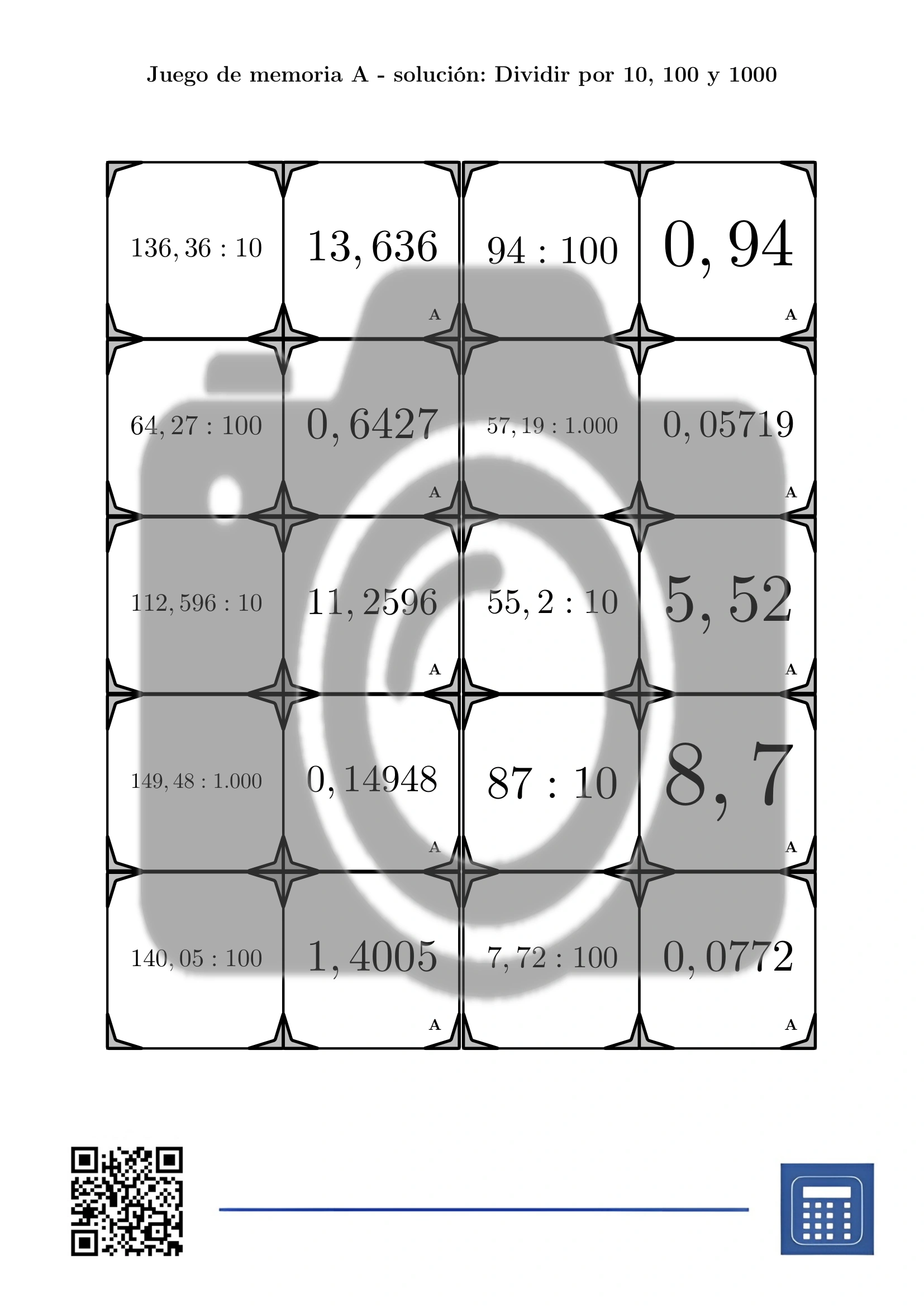 Juego de memoria: Dividir por 10, 100 y 1000 - Imagen 4