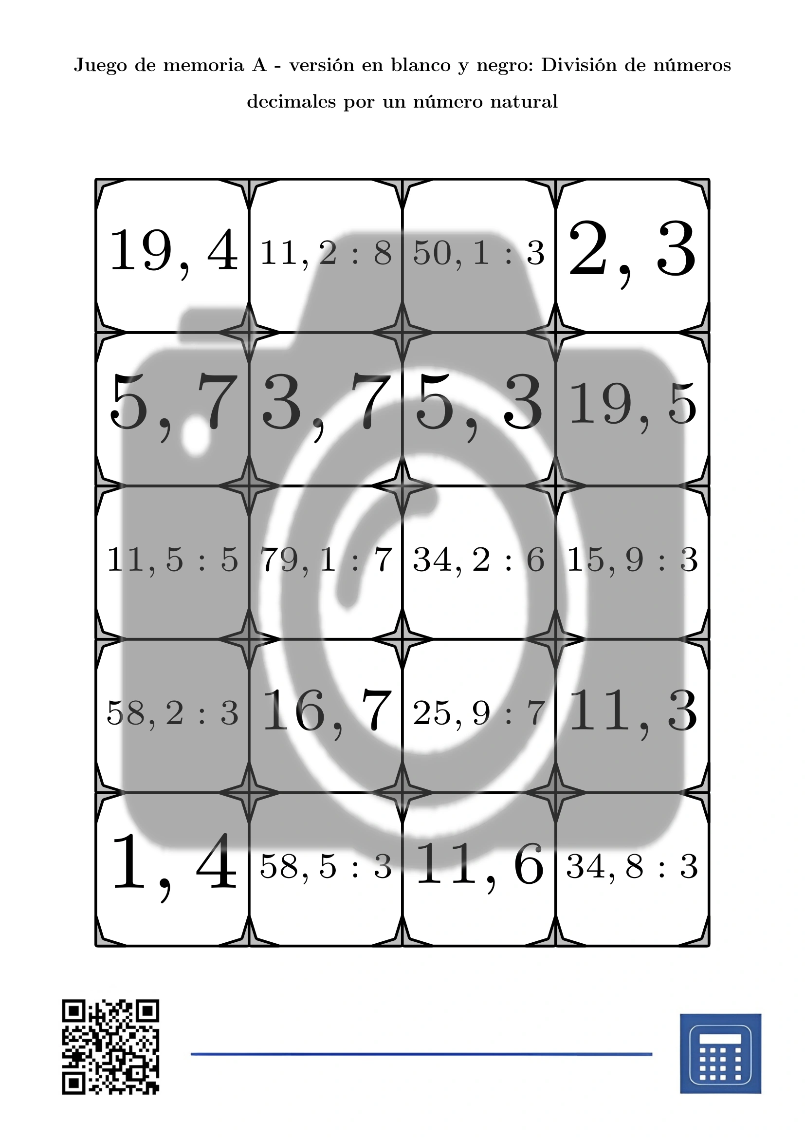 Juego de memoria: División de números decimales por un número natural - Imagen 3