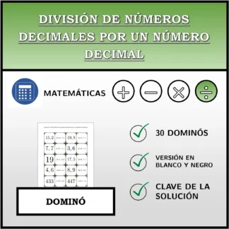 Dominó: División de números decimales por un número decimal