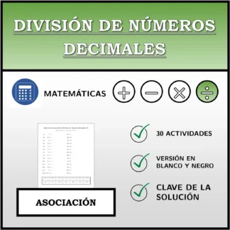 Ejercicio de asociación: División de números decimales