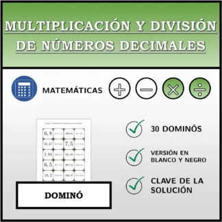 Dominó: Multiplicación y división de números decimales
