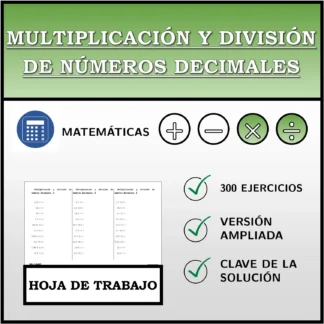 Hoja de trabajo: Multiplicación y división de números decimales
