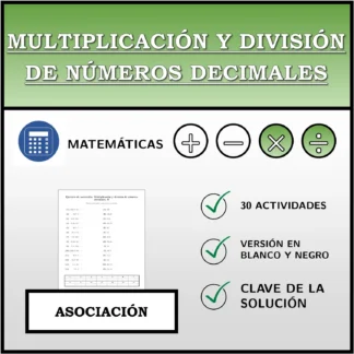 Ejercicio de asociación: Multiplicación y división de números decimales