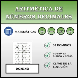 Dominó: Aritmética de números decimales