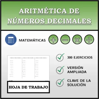 Hoja de trabajo: Aritmética de números decimales
