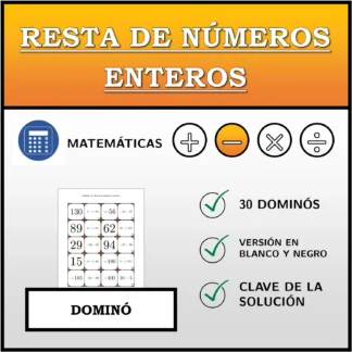 Dominó: Resta de números enteros