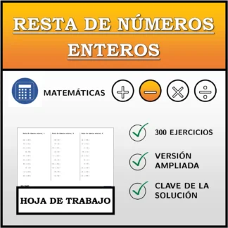Hoja de trabajo: Resta de números enteros