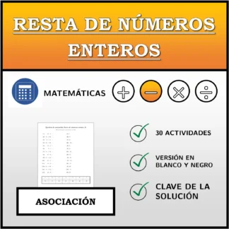 Ejercicio de asociación: Resta de números enteros