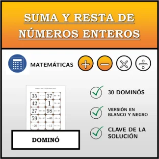 Dominó: Suma y resta de números enteros