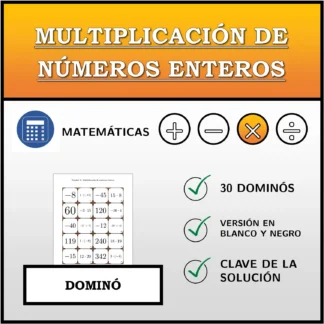 Dominó: Multiplicación de números enteros