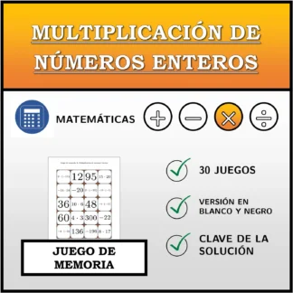 Juego de memoria: Multiplicación de números enteros