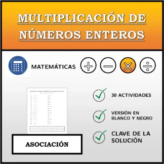 Ejercicio de asociación: Multiplicación de números enteros