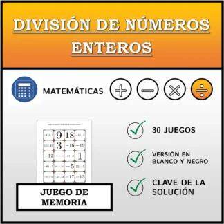 Juego de memoria: División de números enteros