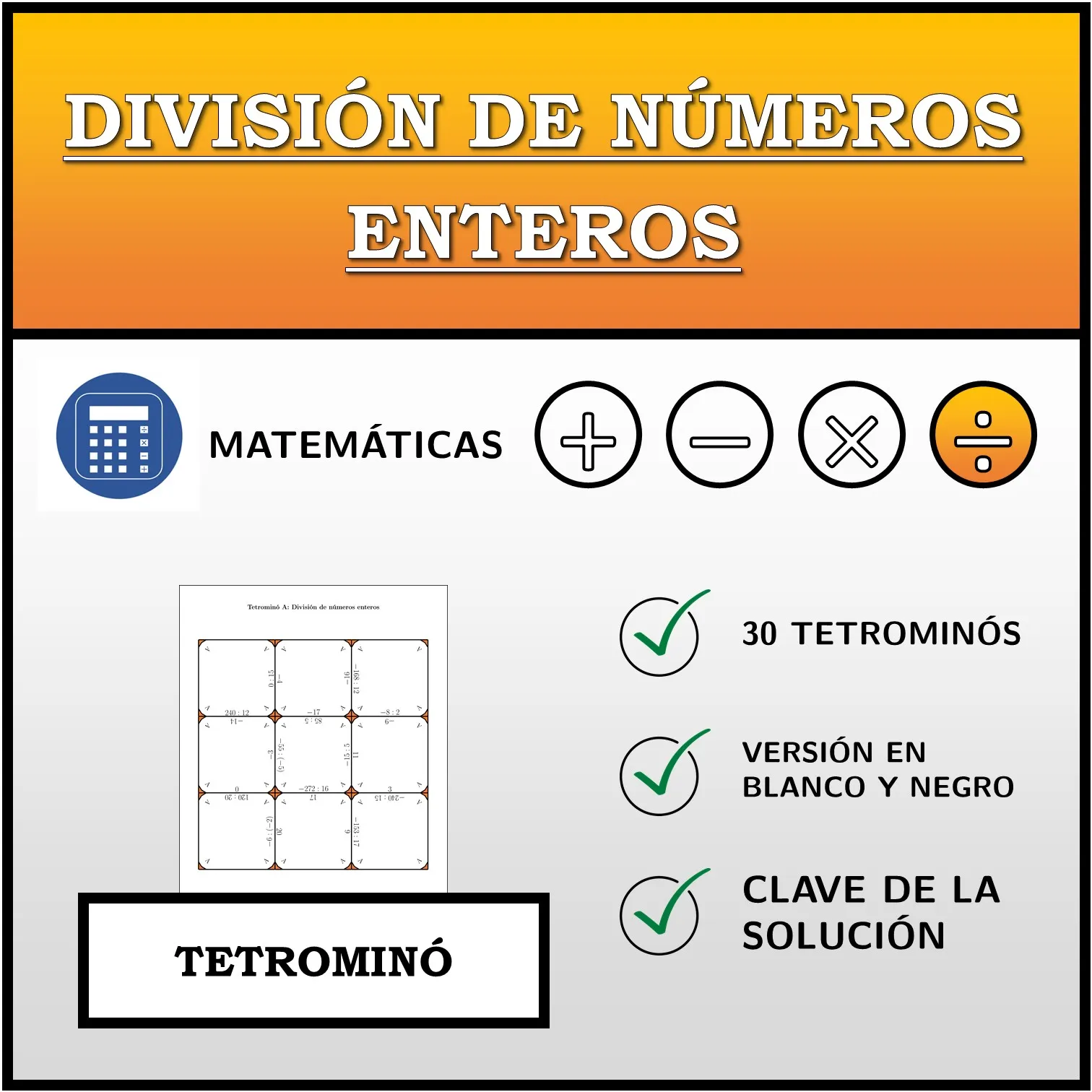 Tetrominó: División de números enteros