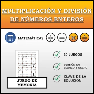 Juego de memoria: Multiplicación y división de números enteros