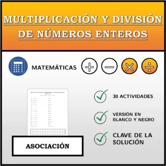 Ejercicio de asociación: Multiplicación y división de números enteros