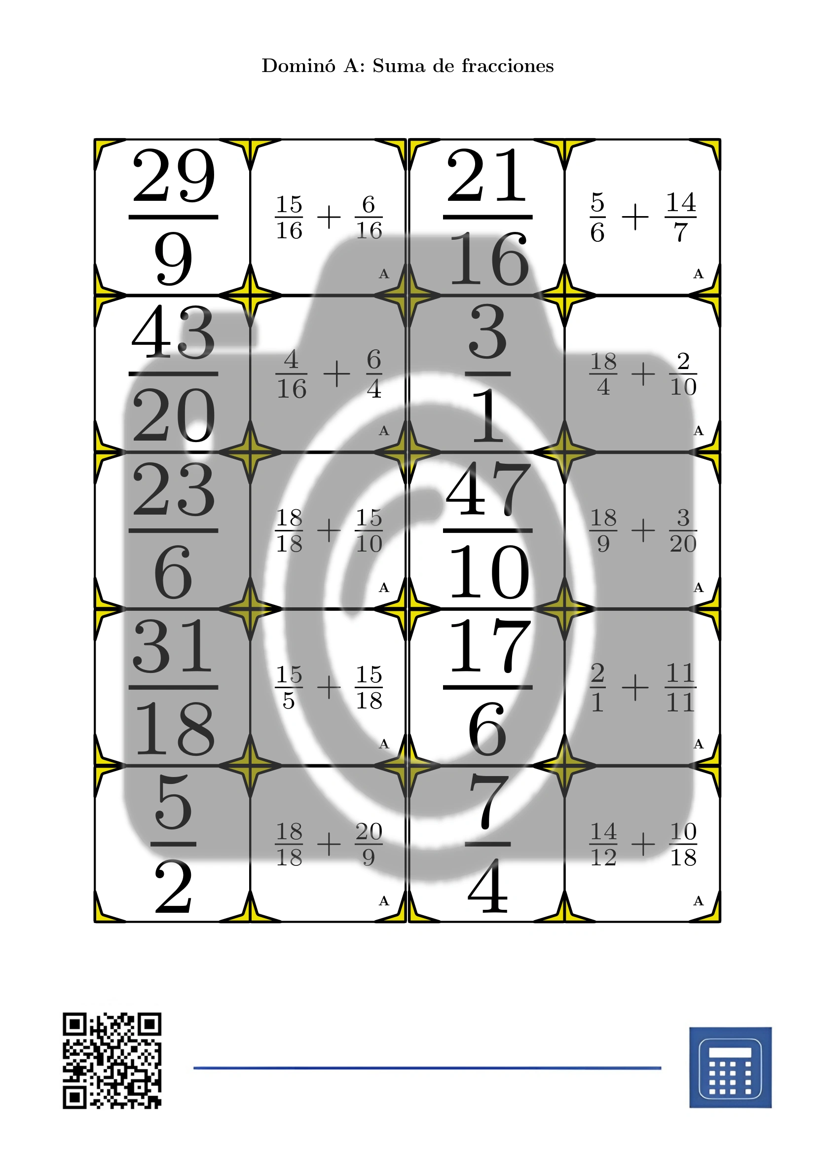 Dominó: Suma de fracciones - Imagen 2