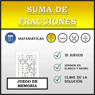 Juego de memoria: Suma de fracciones