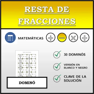 Dominó: Resta de fracciones