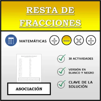 Ejercicio de asociación: Resta de fracciones