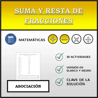 Ejercicio de asociación: Suma y resta de fracciones