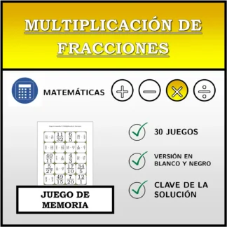 Juego de memoria: Multiplicación de fracciones