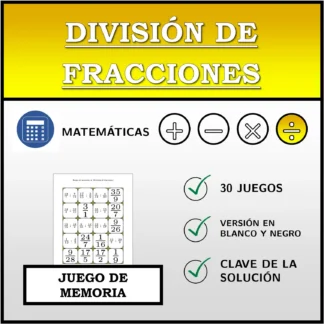 Juego de memoria: División de fracciones