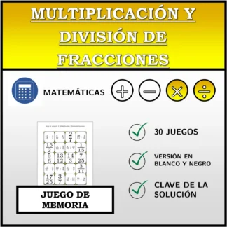Juego de memoria: Multiplicación y división de fracciones