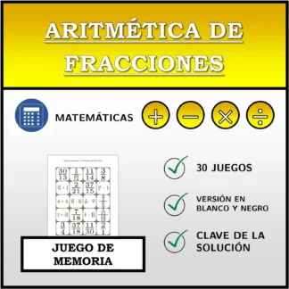 Juego de memoria: Aritmética de fracciones
