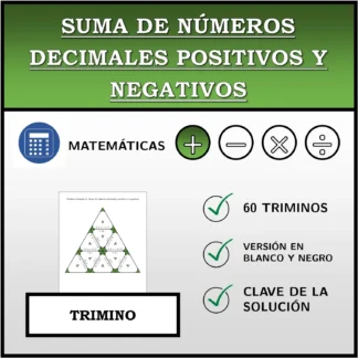 Trimino: Suma de números decimales positivos y negativos