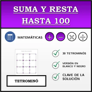 Tetrominó: Suma y resta hasta 100